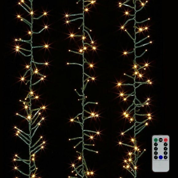 Raz Imports Other - Christmas Cluster Lights 10 Foot Garland with 300 Warm White Lights Green Wire